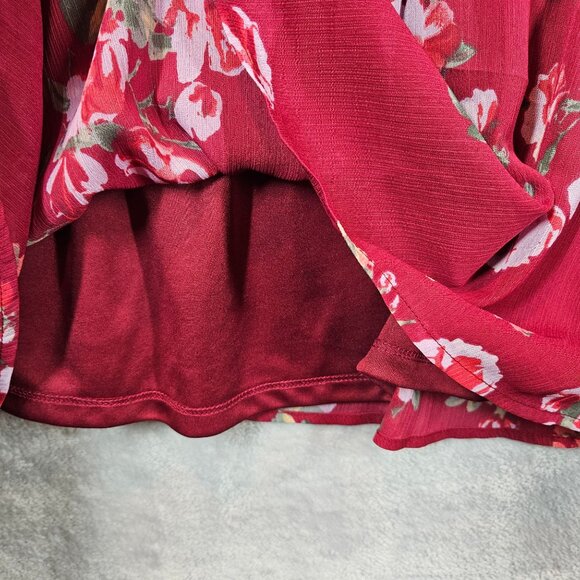 Maurices Floral Burgundy Peplum Blouse XXL Career Feminine peplum office floral - Picture 9 of 14